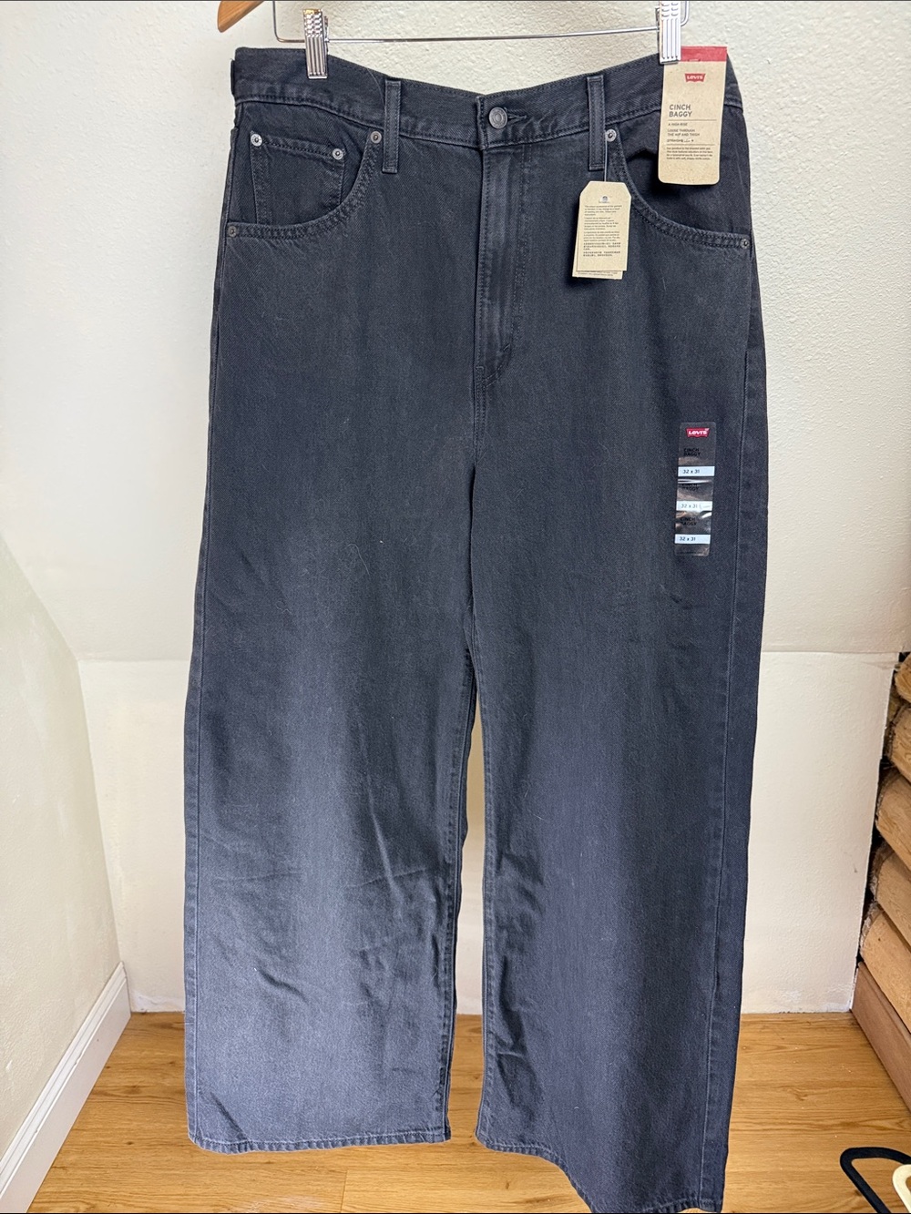 NWT LEVI'S CINCH BAGGY Jeans Black Size 32X31